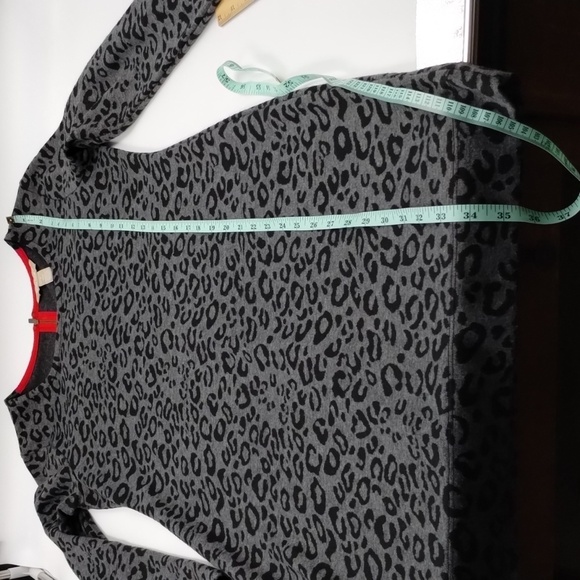 Banana Republic Dress Size 8 Black Gray Leopard Print Dress Stretch Zip Back - Picture 8 of 9